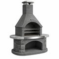 Barbecue de jardin 120 x 90 x 220 cm en pierre anthracite avec grilles en acier inoxydable