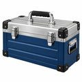 Mallette de rangement 45 cm en aluminium bleu avec poignées et fermetures