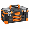 Boîte à outils 50 cm en plastique noir orange avec 2 tiroirs et organiseurs