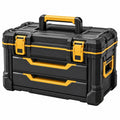 Caisse à outils 45 cm en plastique noir et jaune avec tiroirs et poignée de transport