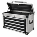 Coffre à outils 67 x 30 x 47 cm en acier et aluminium noir argenté avec 5 tiroirs portable