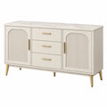Buffet 160 x 40 x 80 cm en panneaux de bois blanc et doré avec 3 tiroirs style contemporain