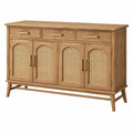 Buffet 160 x 45 x 90 cm en bois marron avec cannage style rétro