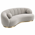 Canapé 3 places 220 cm tissu bouclette gris style contemporain base dorée