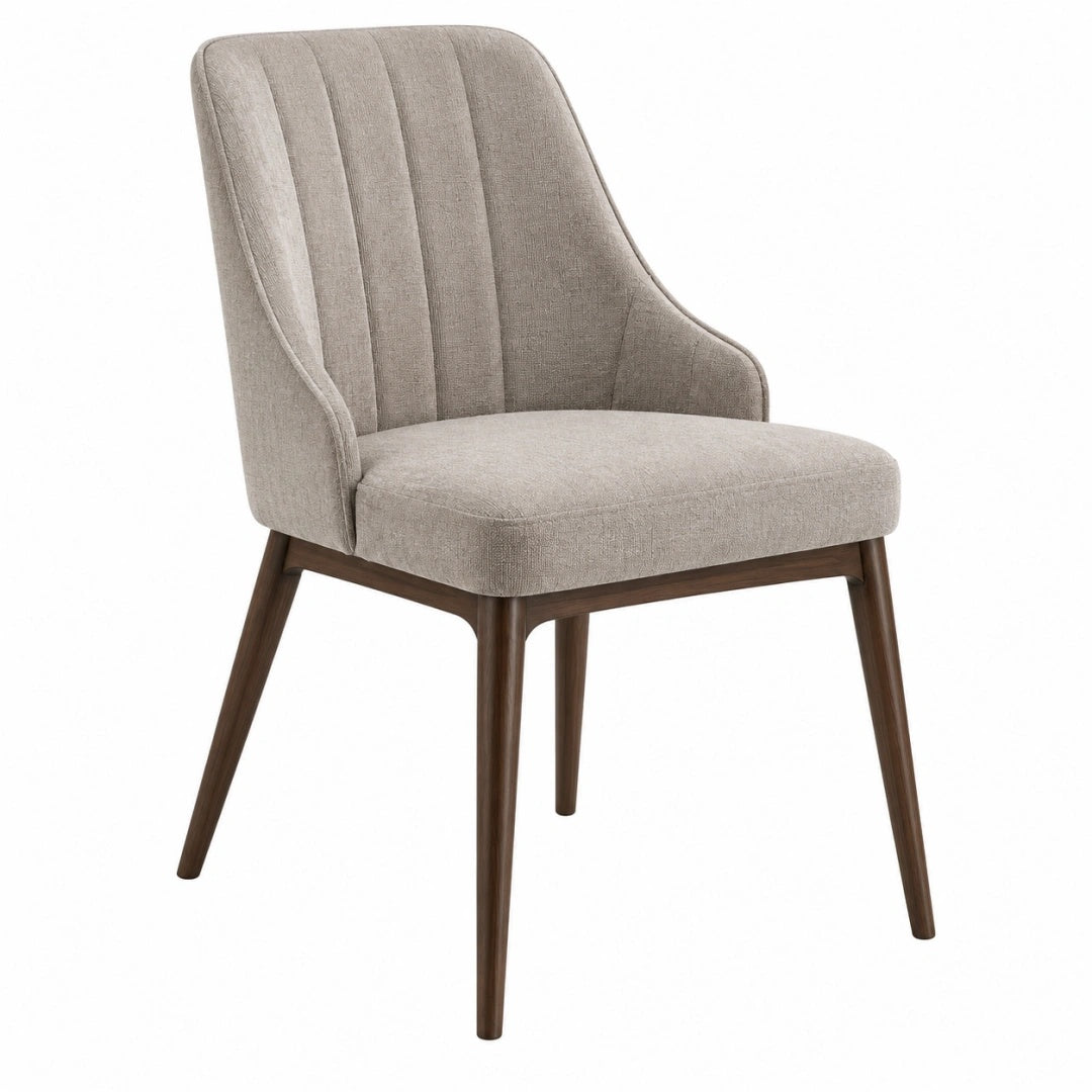 Chaise de salle à manger 61 x 63 x 86 cm en tissu taupe avec pieds en bois style contemporain