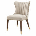Chaise de salle à manger 64 x 59 x 94 cm en tissu beige à dossier haut style classique