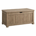 Coffre de rangement 100 x 45 x 50 cm en bois brun style rustique avec couvercle
