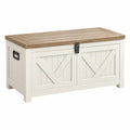 Coffre de rangement 120 x 50 x 55 cm en bois blanc et naturel style campagne