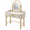 Coiffeuse 80 x 40 x 140 cm en métal blanc et doré avec miroir éclairé style contemporain